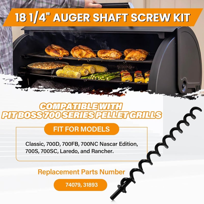 COMVIEE 18 1/4" Auger Shaft Screw Replacement Parts for Pit Boss 700 Series Pellet Grills, Auger Flighting Shaft Kit with Auger Motor Bushing, Replacement Parts Number: 74079, 31893 - Image 3